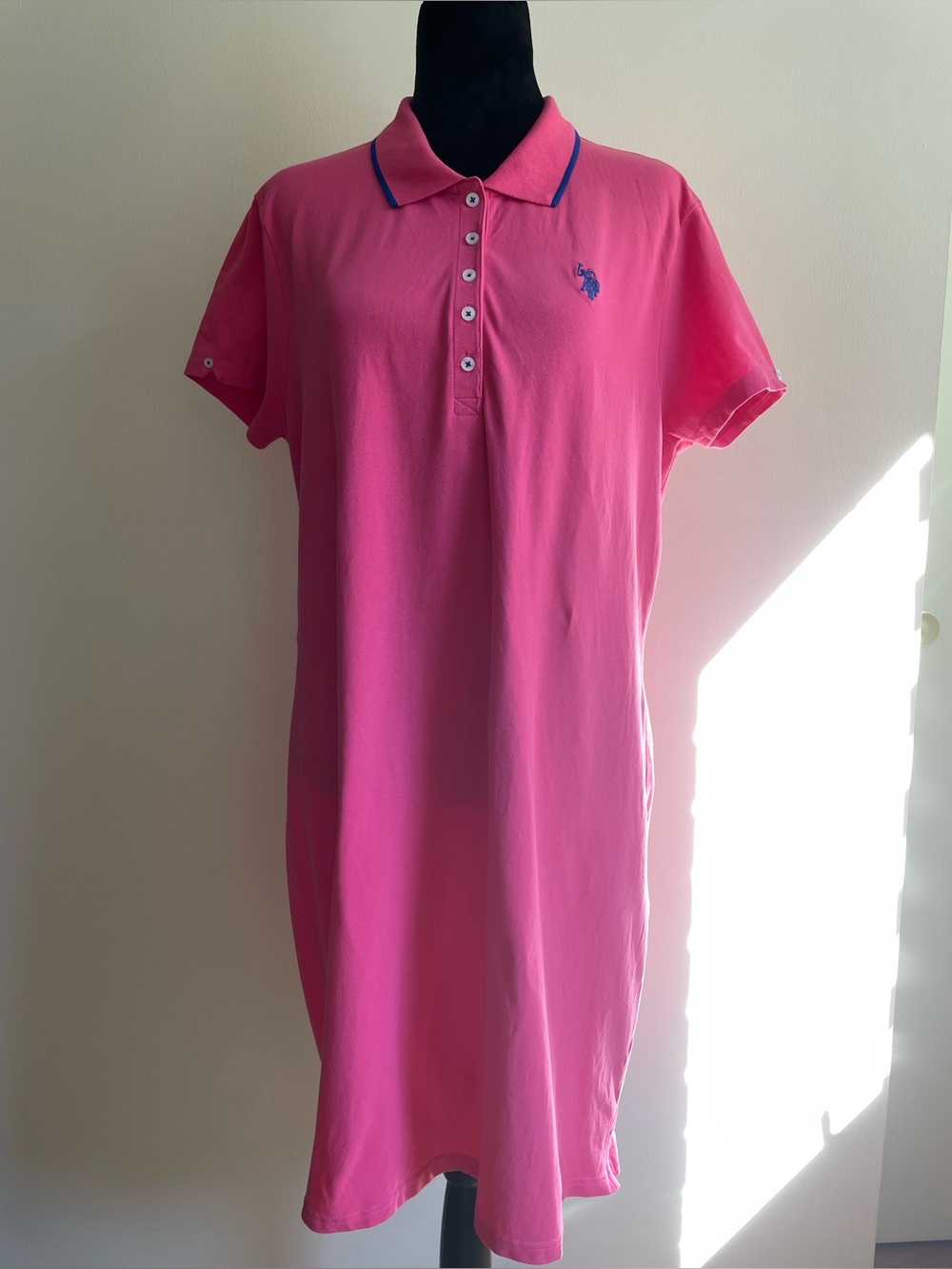 U.S. Polo Assn Tipped Polo Dress Pink Embroidered Logo Approx XL